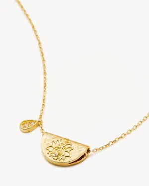 18k Gold Vermeil Lotus Birthstone Necklace - June - Moonstone