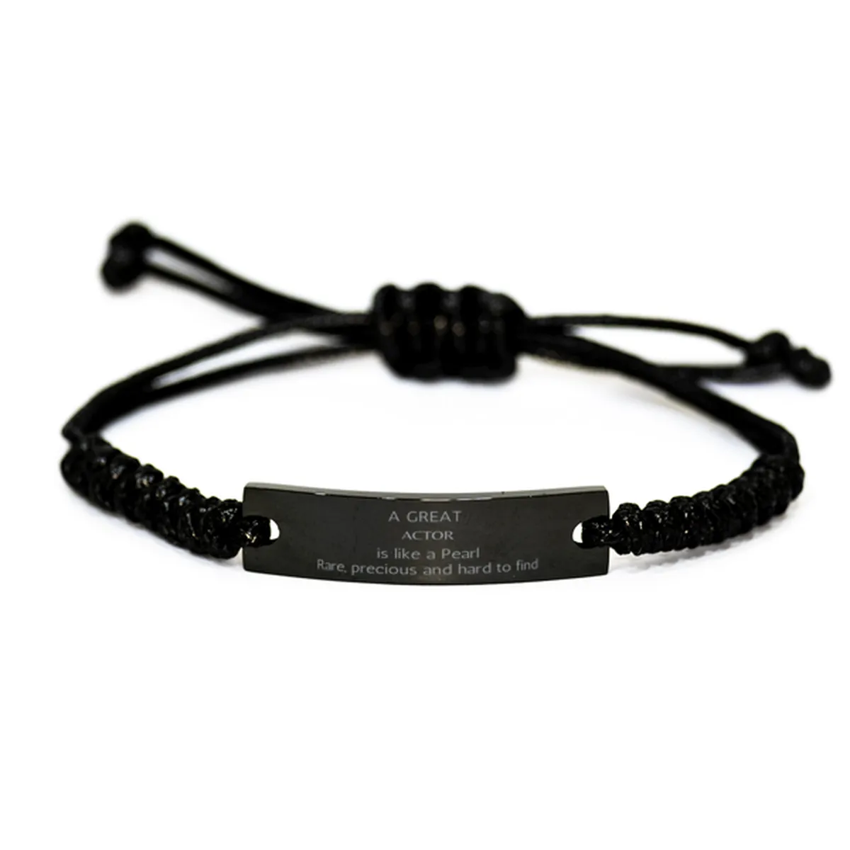 Actor Engraved Black Rope Bracelet - A rare and precious gift for the confident actor on Christmas, Birthday, or Graduation