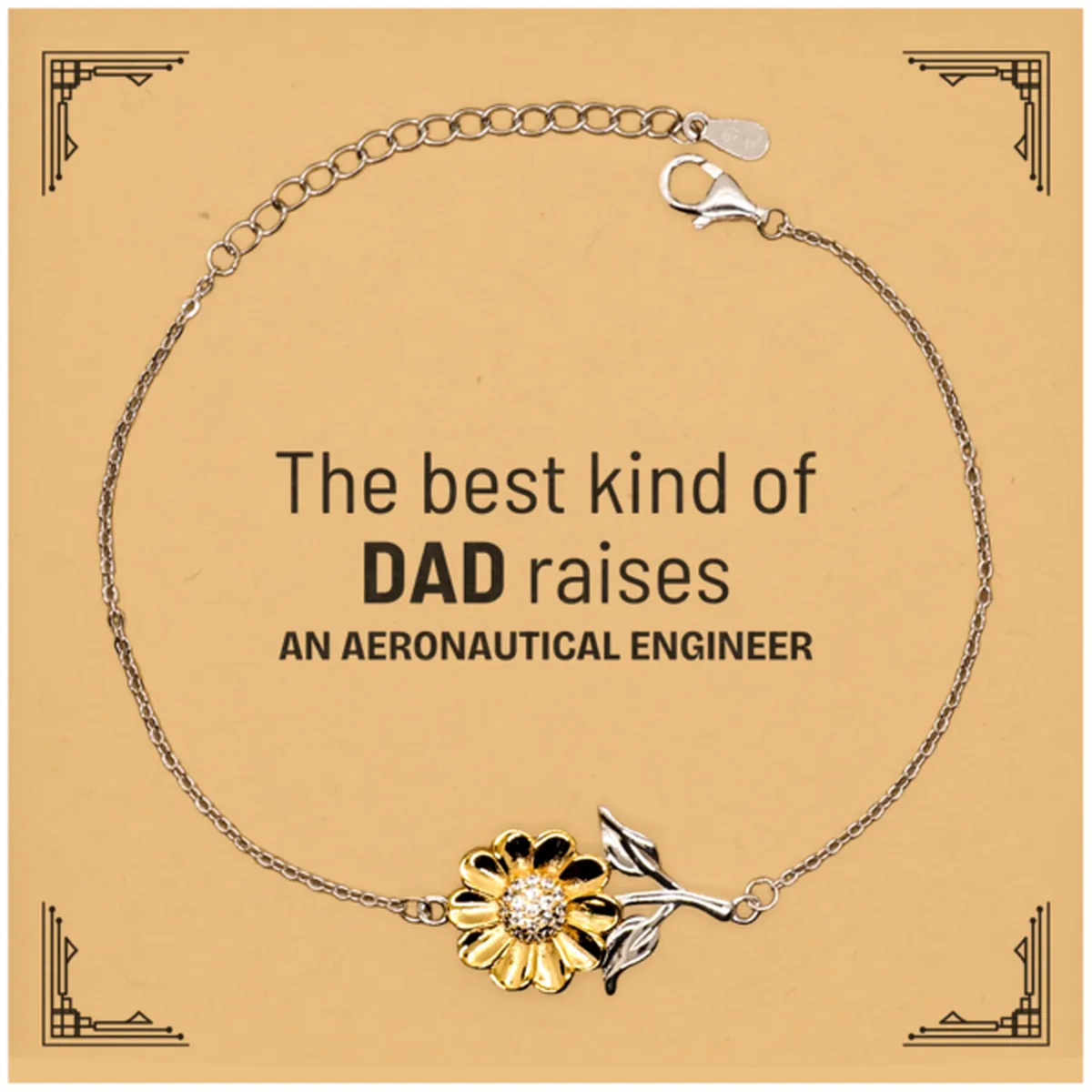 Aeronautical Engineer Dad Gifts, The best kind of DAD, Father's Day Appreciation Birthday Sunflower Bracelet for Aeronautical Engineer, Dad, Father from Son Daughter