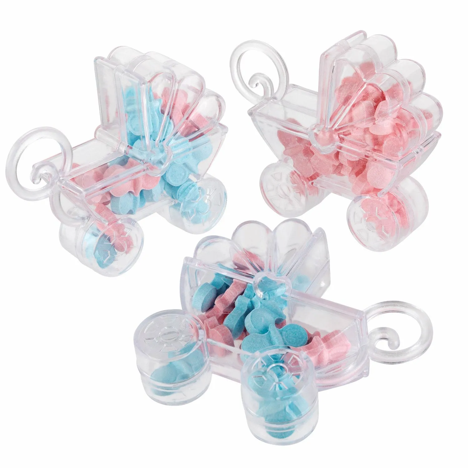 Baby Carriage Shaped Acrylic Candy Boxes 24 Pack 2.75"x2.75"x0.71"