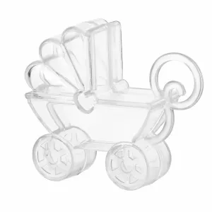 Baby Carriage Shaped Acrylic Candy Boxes 24 Pack 2.75"x2.75"x0.71"