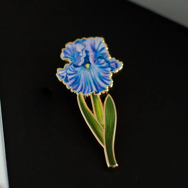 Bearded Iris (Blue) Floral Enamel Pin