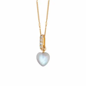 Beloved Moonstone Heart Drop Pendant 18ct Gold Plate