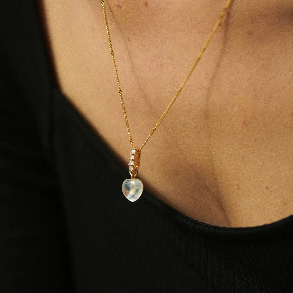 Beloved Moonstone Heart Drop Pendant 18ct Gold Plate