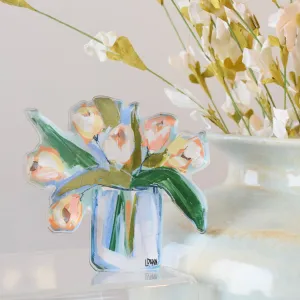 Bitty White Tulips Acrylic Block