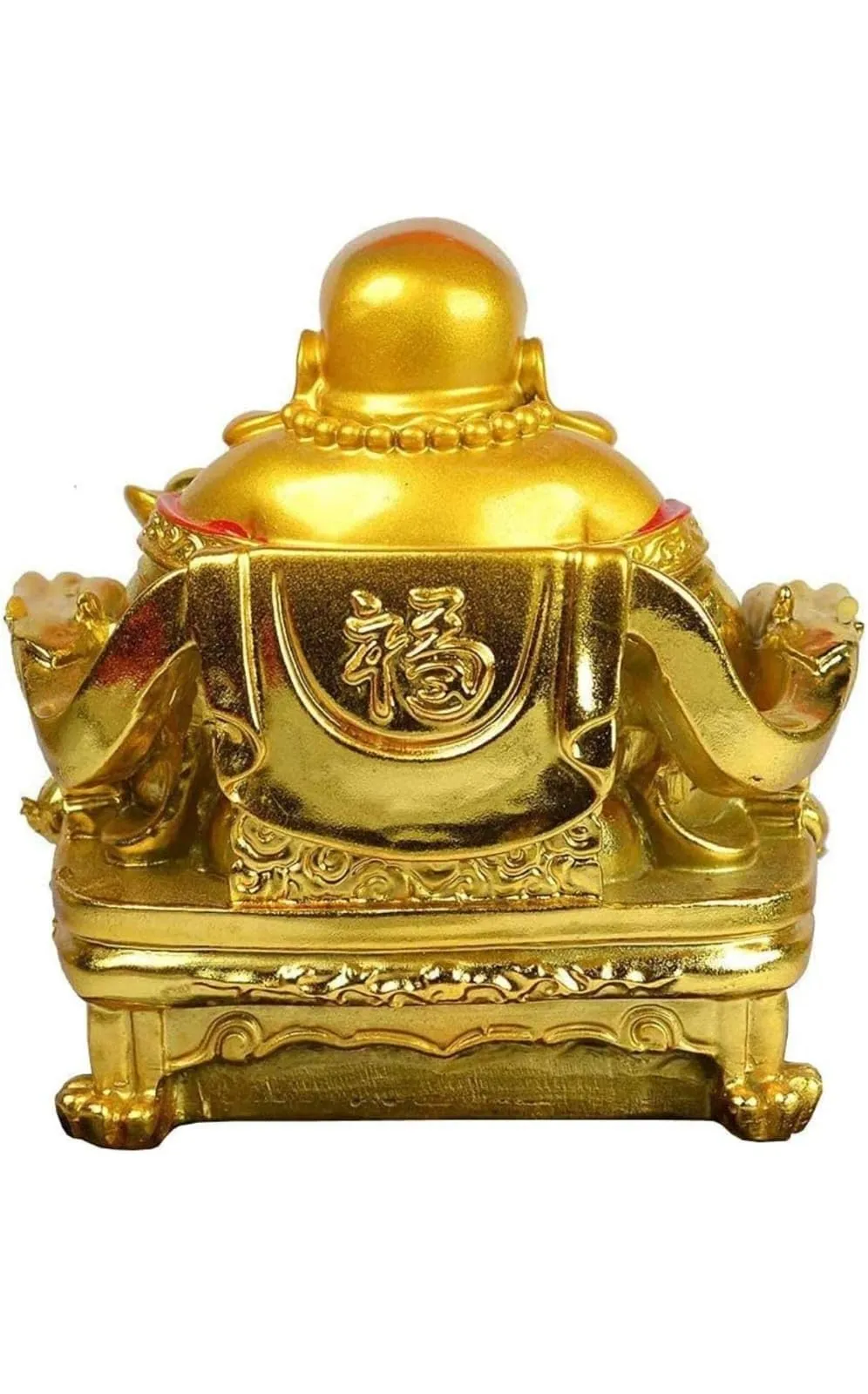 BLOOM PLEX Golden Laughing Buddha Idol | Statue Showpiece for Money, Wealth and Good Luck| Decoration Items for Home Decor, Living Room & Office Table | Decorative Gifting