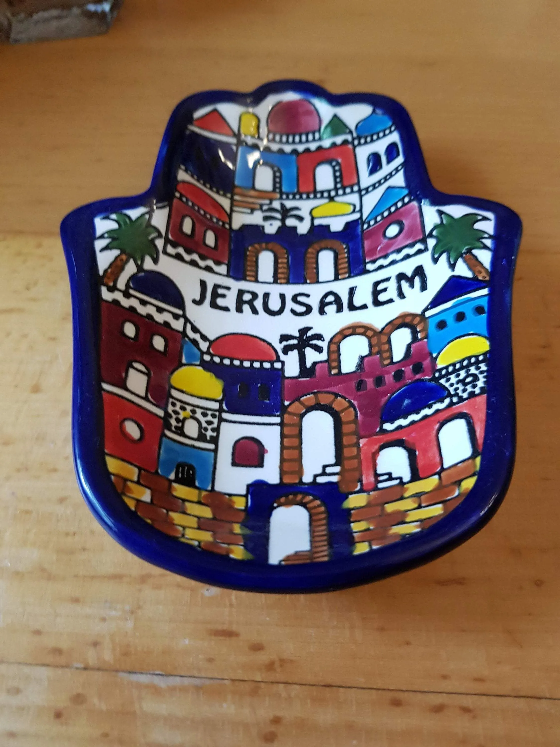 Bluenoemi Armenian Ceramic Hamsa Blessing for Home Jerusalem View Beautiful Design