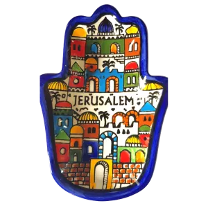 Bluenoemi Armenian Ceramic Hamsa Blessing for Home Jerusalem View Beautiful Design