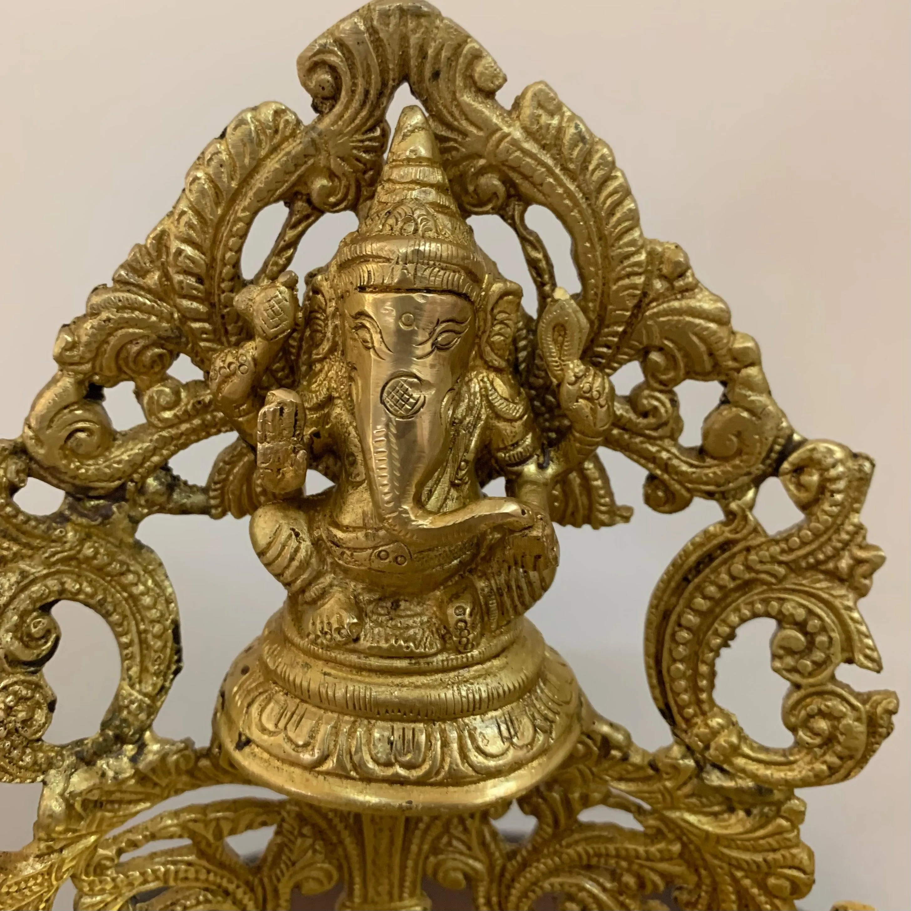 Brass Urli With Lord Ganesha - 12.5 Inches Ganesha Urli Bowl For Home Decor