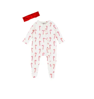 CANDY CANE SLEEPER & HEADBAND SET BY MUD PIE