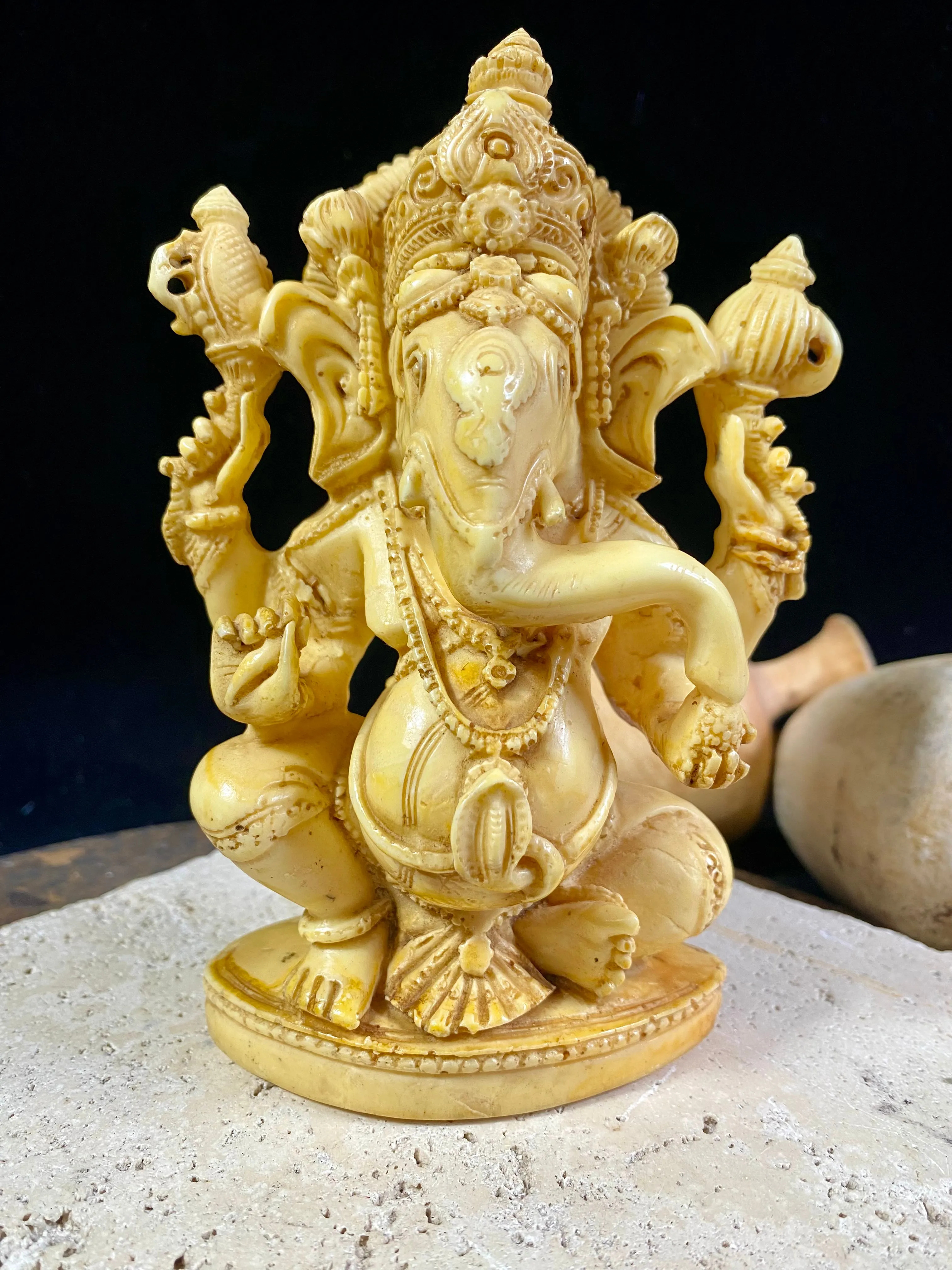 Cream Resin Ganesh Statue - Large