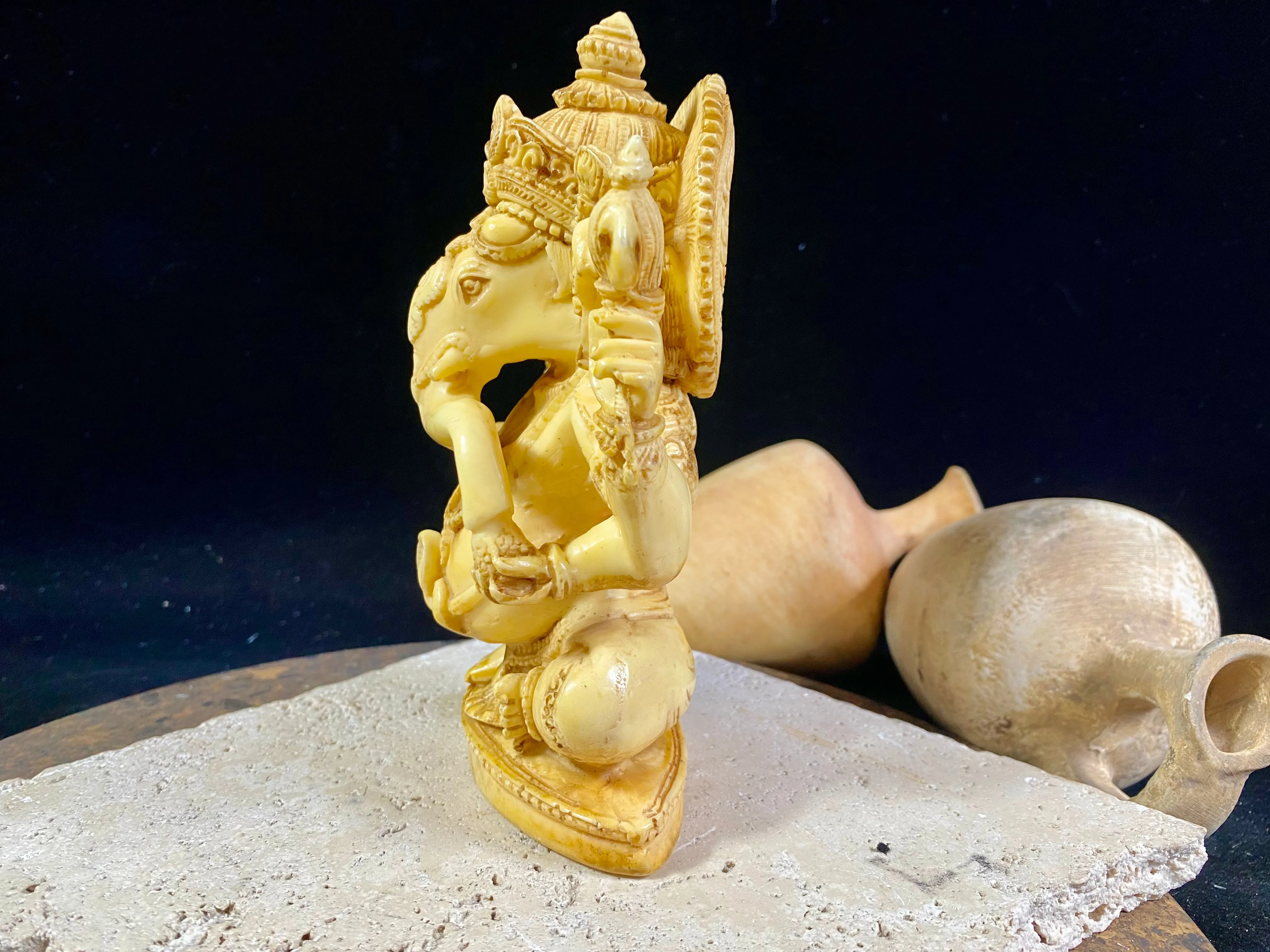 Cream Resin Ganesh Statue - Large