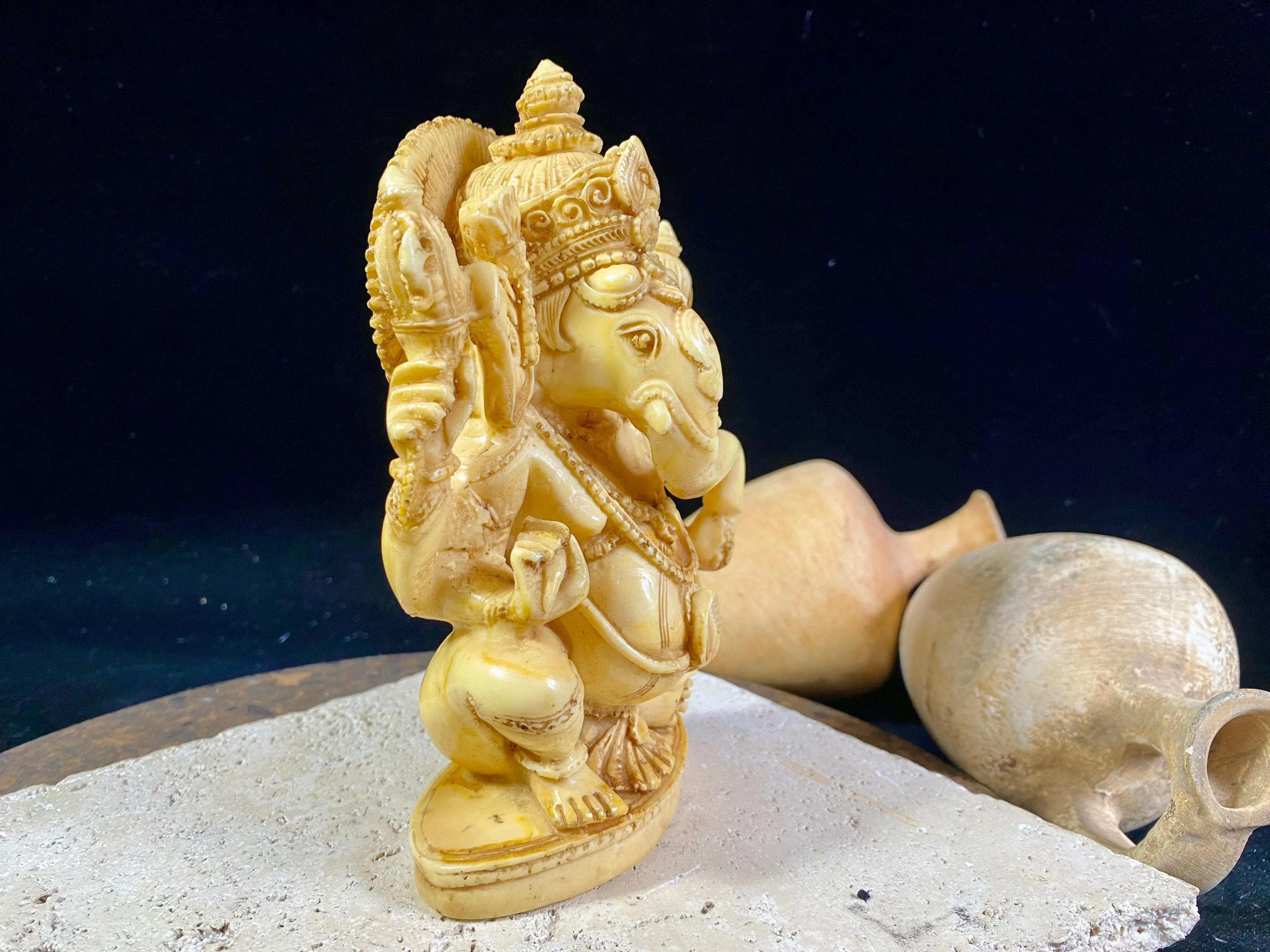 Cream Resin Ganesh Statue - Large