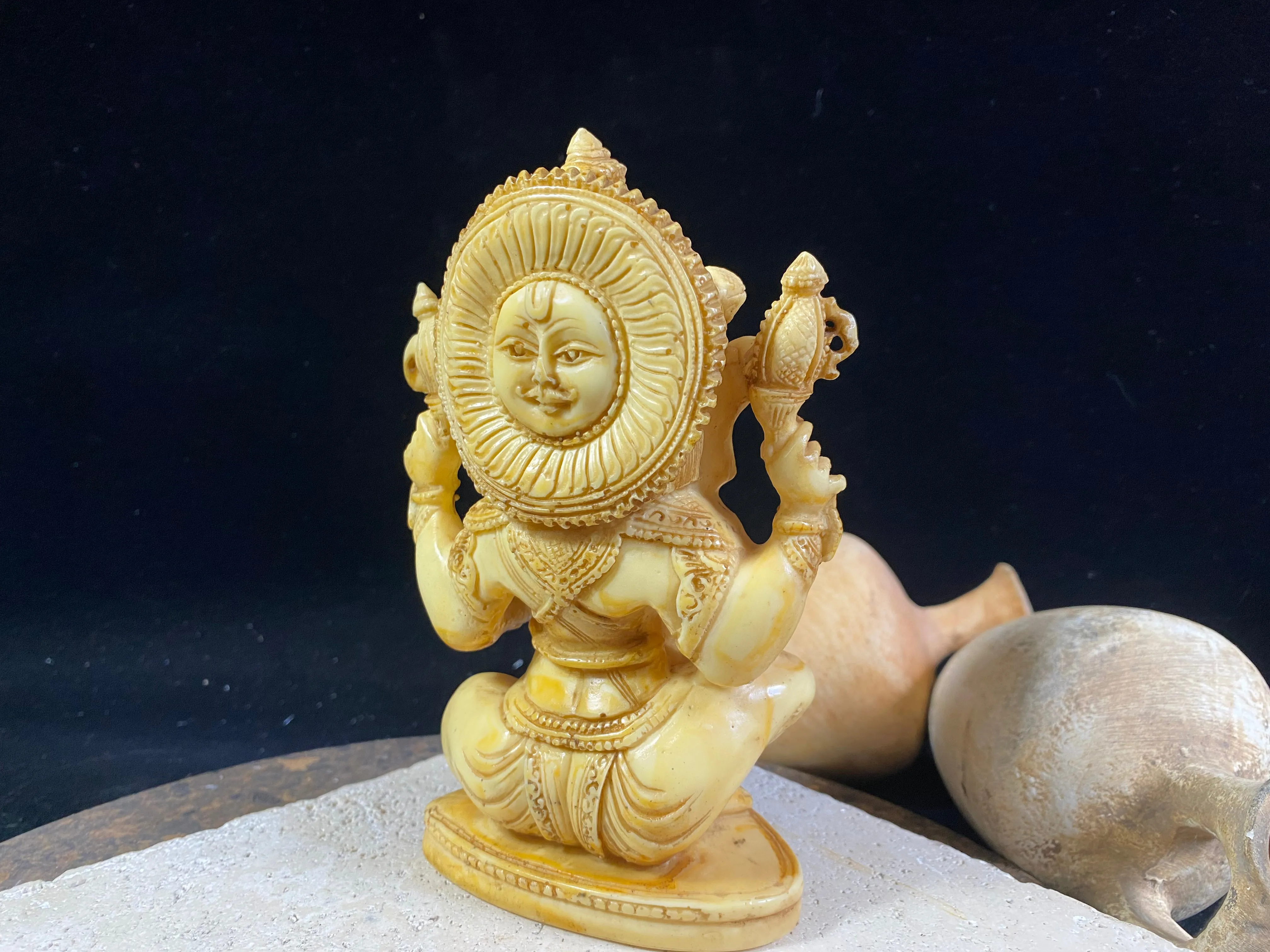 Cream Resin Ganesh Statue - Large