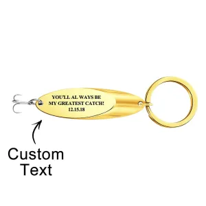 Custom Engraved Keychain Fish Hook Gifts for Him