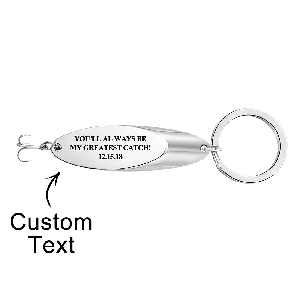 Custom Engraved Keychain Fish Hook Gifts for Him