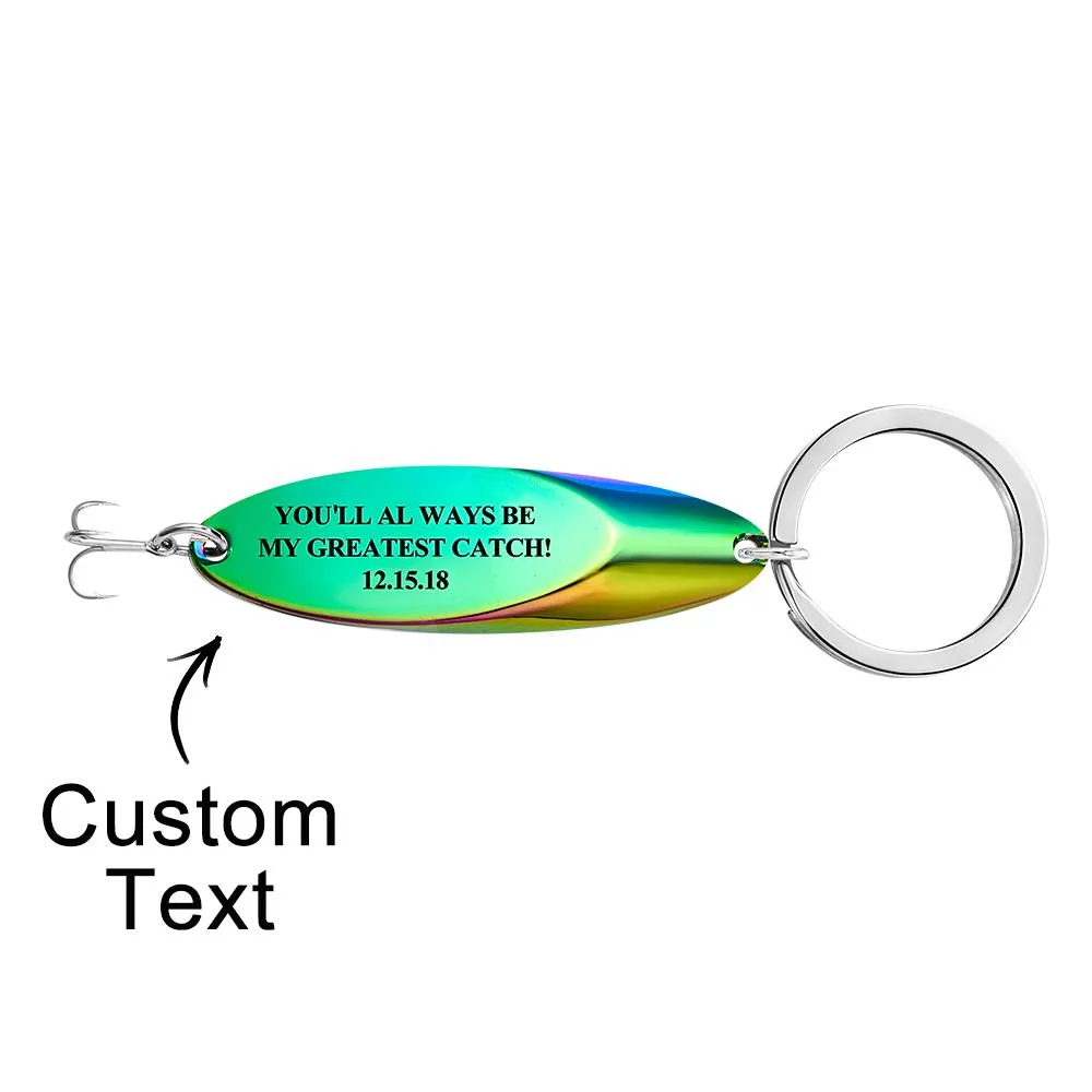 Custom Engraved Keychain Fish Hook Gifts for Him