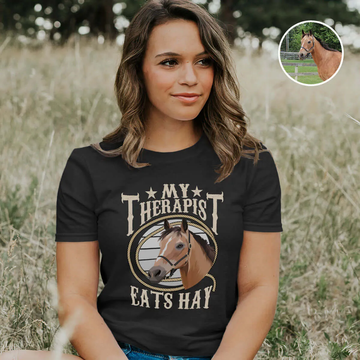 Custom Personalized Photo Horse Therapist Shirt