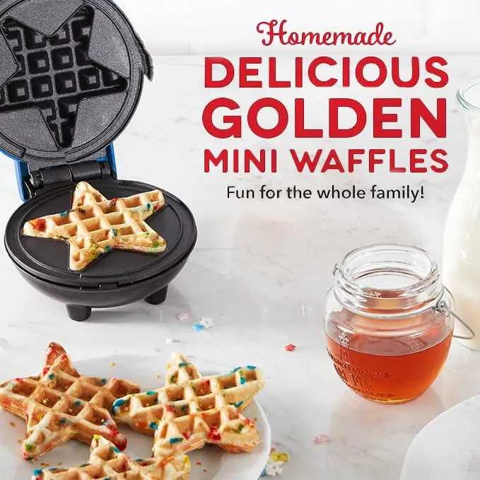 Dash Mini Waffle Maker 4 inch 350 Watts (Star) |No 1 Brand in US| Non-Stick Waffle Maker Machine inc 1 Yr Warranty | Dual Side Heating, Easy to Store |Housewarming Gift, Wedding Gift