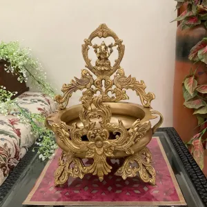 Decorative Brass Urli Bowl Lord Ganesha With Peacock