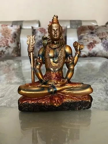 DIGITAL COMM Antique Gold Lord Shiv Ji Height 6 Inch Murti Shankar Mahadev Bholenath Murti Statue Idol Adiyogi Shiva Mahadev Murti for Home Pooja Gifted Piece Office Decor