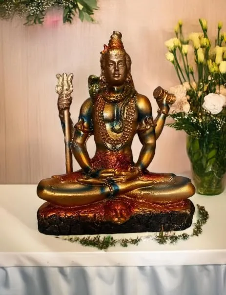 DIGITAL COMM Antique Gold Lord Shiv Ji Height 6 Inch Murti Shankar Mahadev Bholenath Murti Statue Idol Adiyogi Shiva Mahadev Murti for Home Pooja Gifted Piece Office Decor