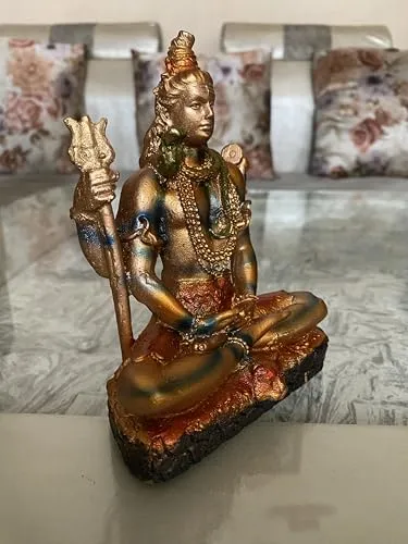 DIGITAL COMM Antique Gold Lord Shiv Ji Height 6 Inch Murti Shankar Mahadev Bholenath Murti Statue Idol Adiyogi Shiva Mahadev Murti for Home Pooja Gifted Piece Office Decor