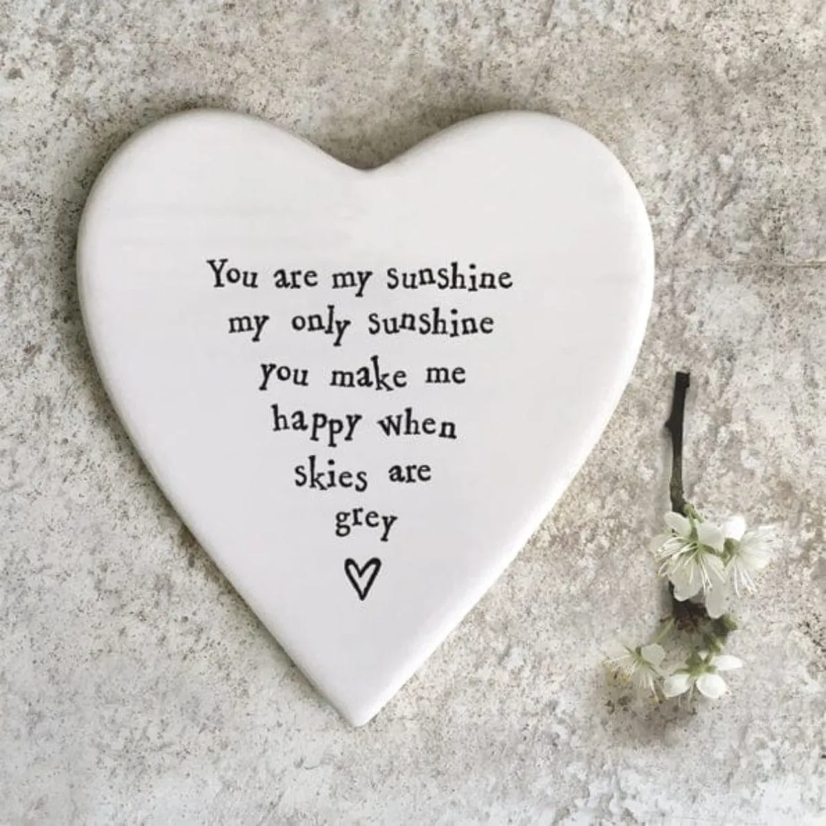 East of India ‘You are my Sunshine’ Porcelain Heart Coaster