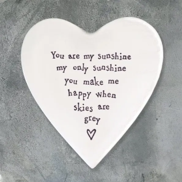 East of India ‘You are my Sunshine’ Porcelain Heart Coaster