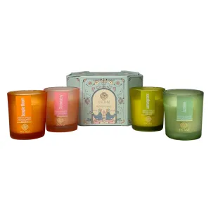 EKAM 4 Pack Shot Glass Scented Candles Gift Set| Ideal for Décor, Aromatherapy & Gifting| Lead-Free Wick| Temple Bloom, Jasmine, Strawberry, Lemongrass| 10 Hours Burn Time