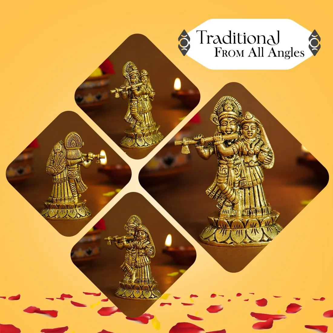 Ekhasa 100% Pure Brass Radha Krishna Murti in Luxury Red Velvet Box God Idols for Gifting | Best Wedding Gifts for Marriage Couple, Marriage Gifts for Couples, Housewarming Or Shop Opening Ceremony