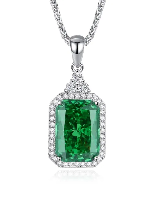 Emerald Cut Statement Necklace 925 Sterling Silver Swarovski Elements Women's Jewelry