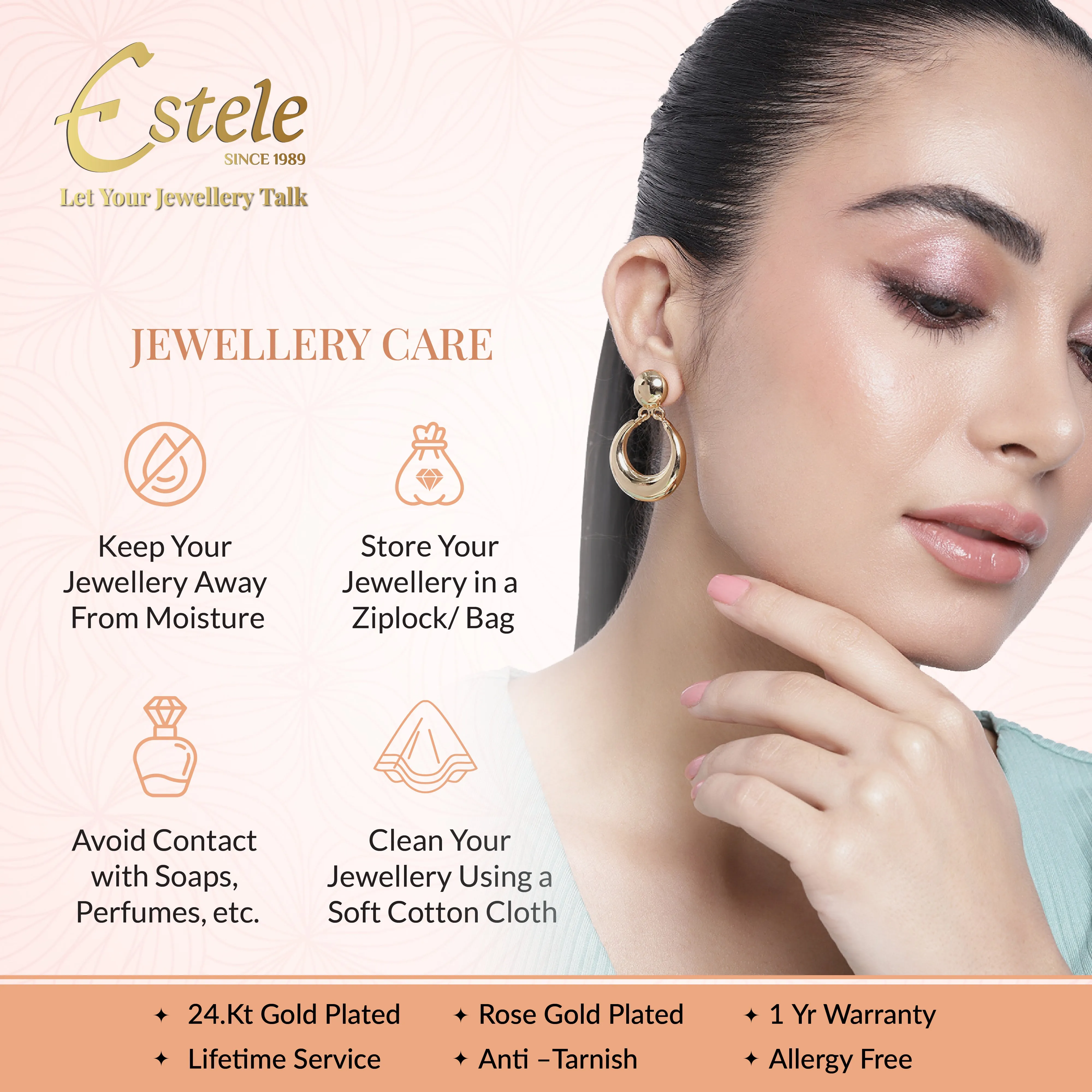 Estele Gold Plated CZ Floret Wave Shaped Mangalsutra Necklace Set for Women