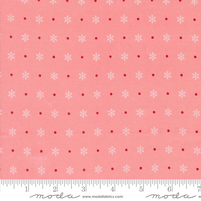 Fabric, Kitty Christmas Flurry Blenders Snowflake by Urban Chiks - Pink CHEEKY (by the yard)