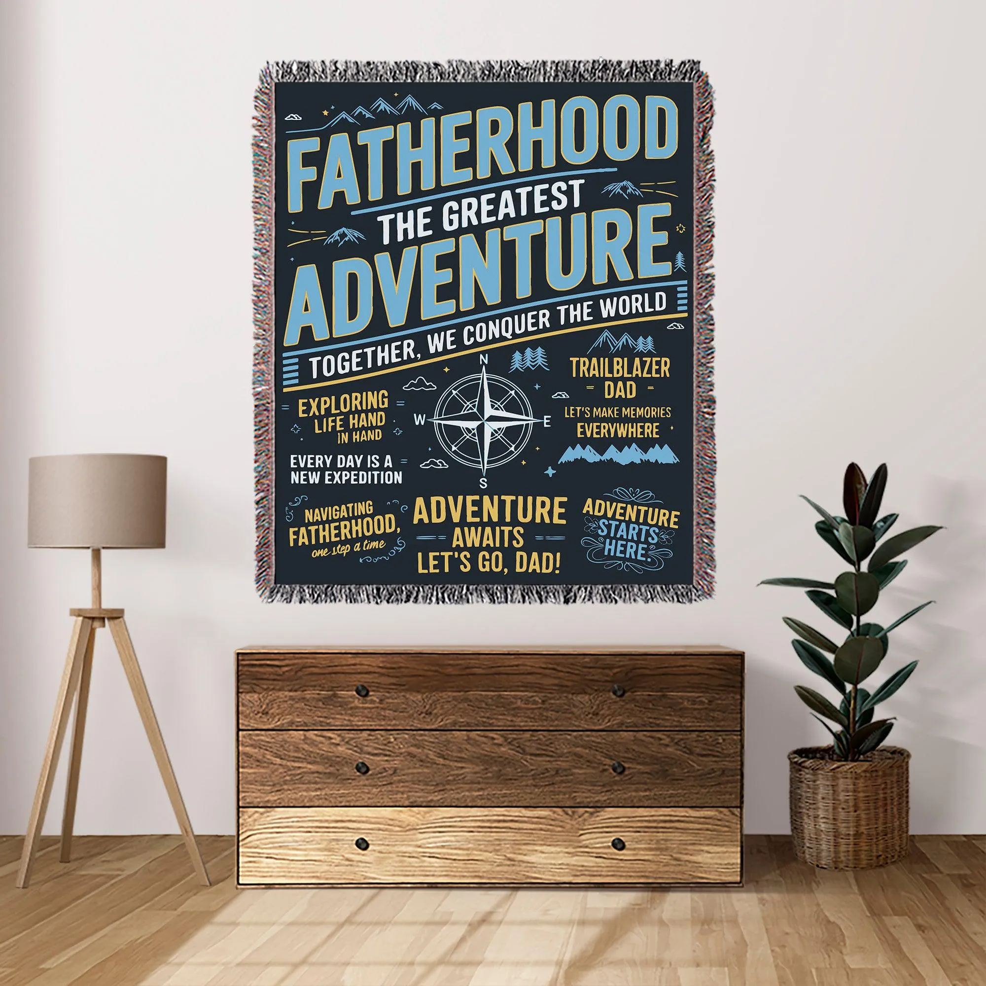 Fatherhood The Greatest Adventure Christmas Gift for Dad 50" x 60" Gift Woven Jacquard Blanket