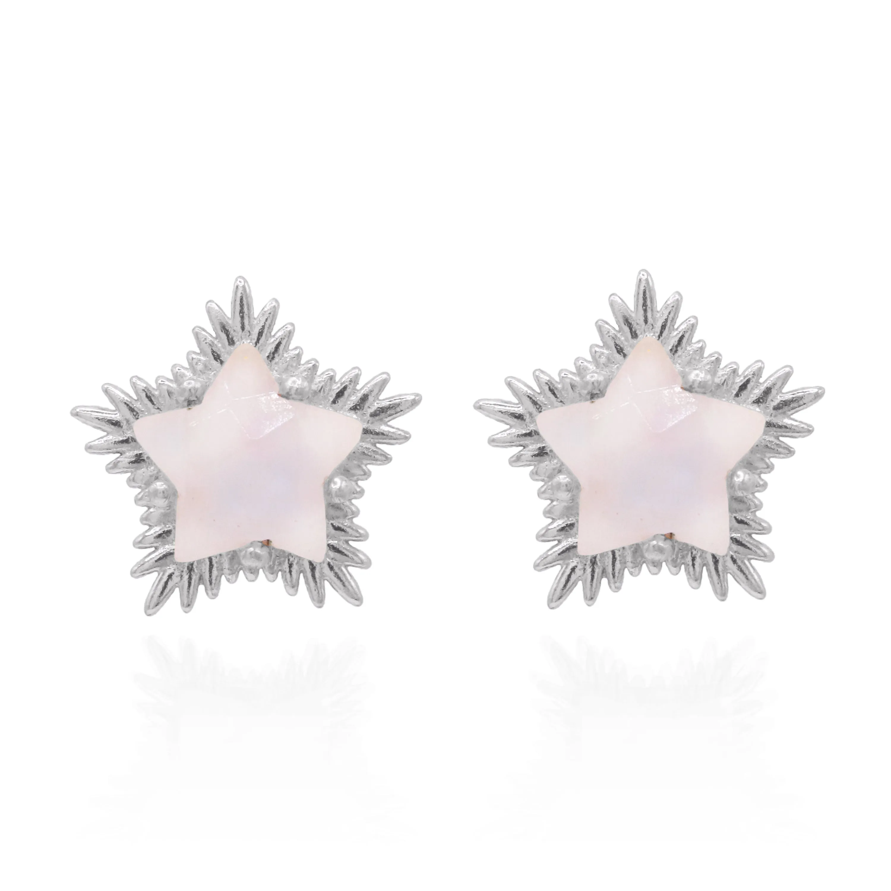 Felicity Moonstone Spiky Star Stud Earrings | 925 Sterling Silver