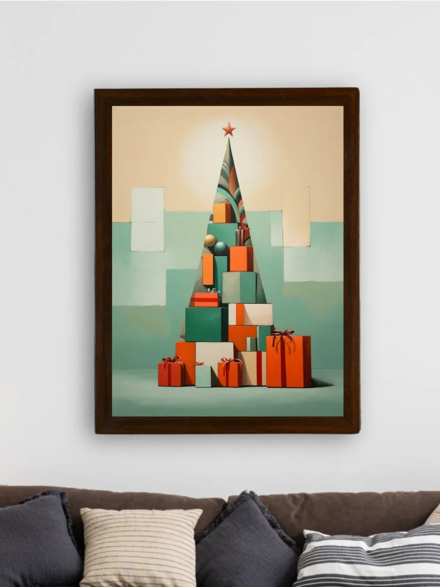 Festive Triangles: Sowpeace's Joyful Handcrafted Wall Art – Premium Indian-Inspired Canvas Prints for Stylish Holiday Decoration