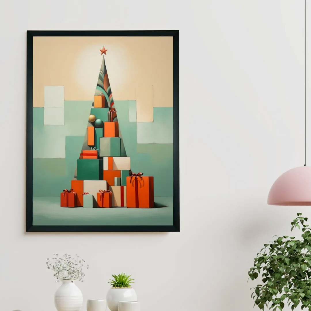 Festive Triangles: Sowpeace's Joyful Handcrafted Wall Art – Premium Indian-Inspired Canvas Prints for Stylish Holiday Decoration