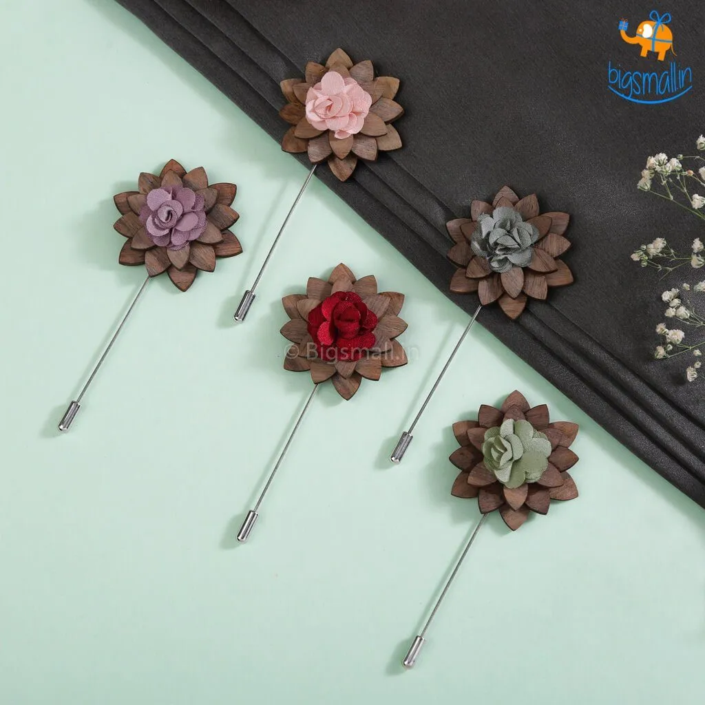 Flower Wooden Brooch