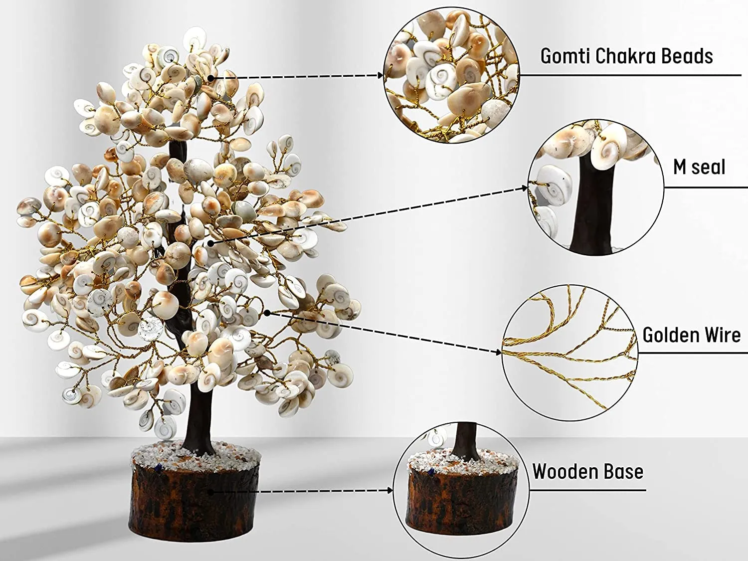 Galox Natural & Original Gomti Chakra | Gomati Chakra Tree for Good Luck & Prosperity Decorative Showpiece (500 Beads)