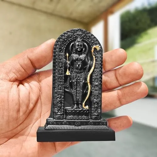 Gift Liya Kya Ram Lalla Idol for Car Dashboard,Ram Lalla murti for Pooja, ayodhya tample ramlala murti,Shree Ram Statue for Decorative Purpose.Colour(Black and Golden)