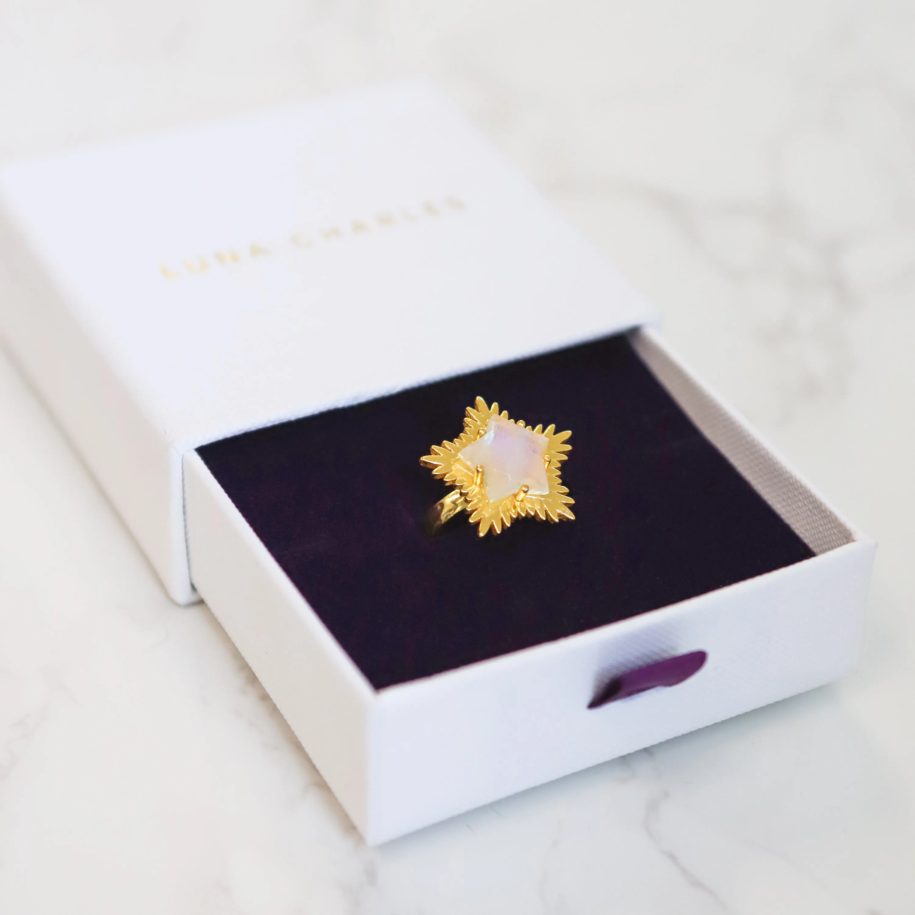 Gigi Moonstone Spiky Star Ring | 18k Gold Plated