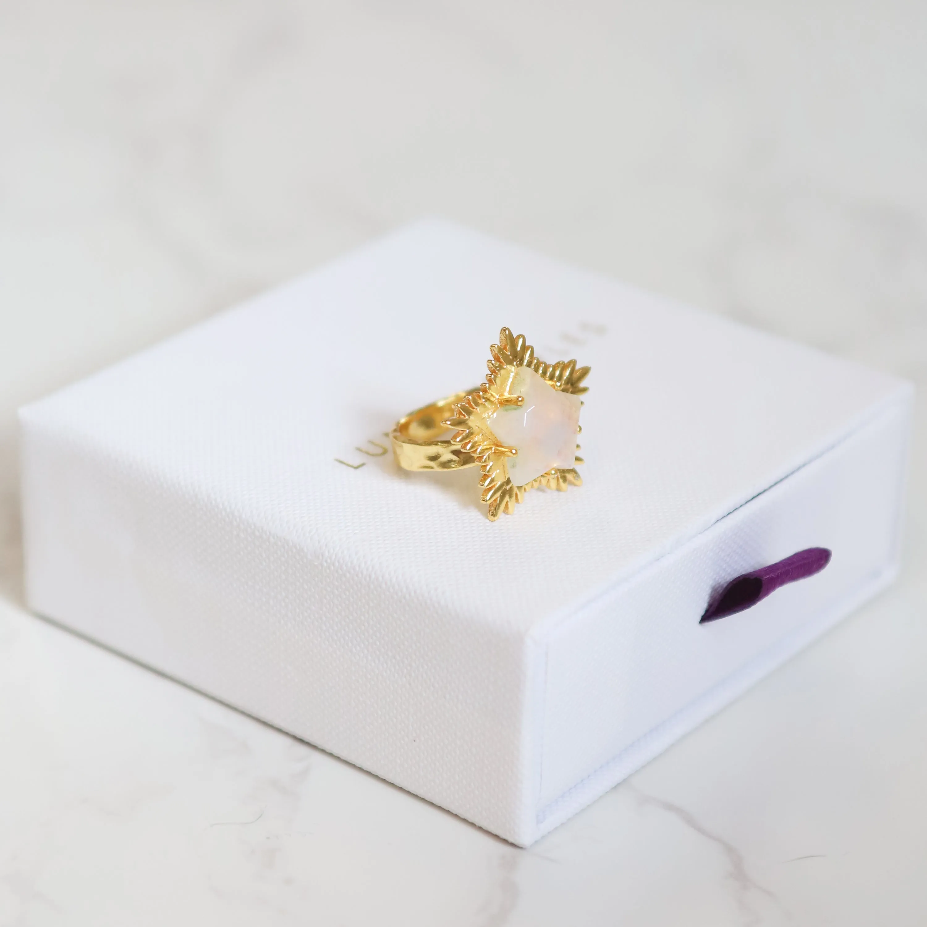 Gigi Moonstone Spiky Star Ring | 18k Gold Plated