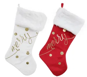 Gold Foil Merry Stocking 2 Asst (53cm)