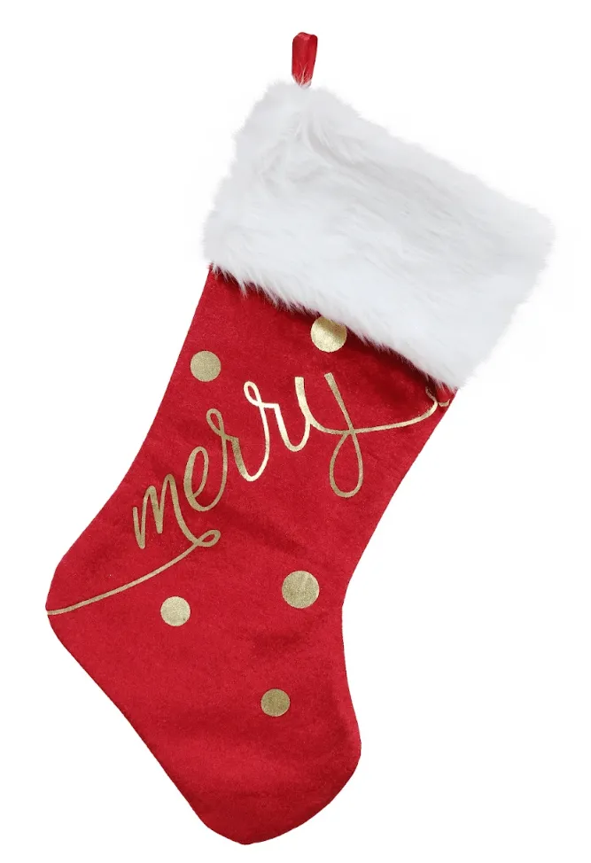 Gold Foil Merry Stocking 2 Asst (53cm)