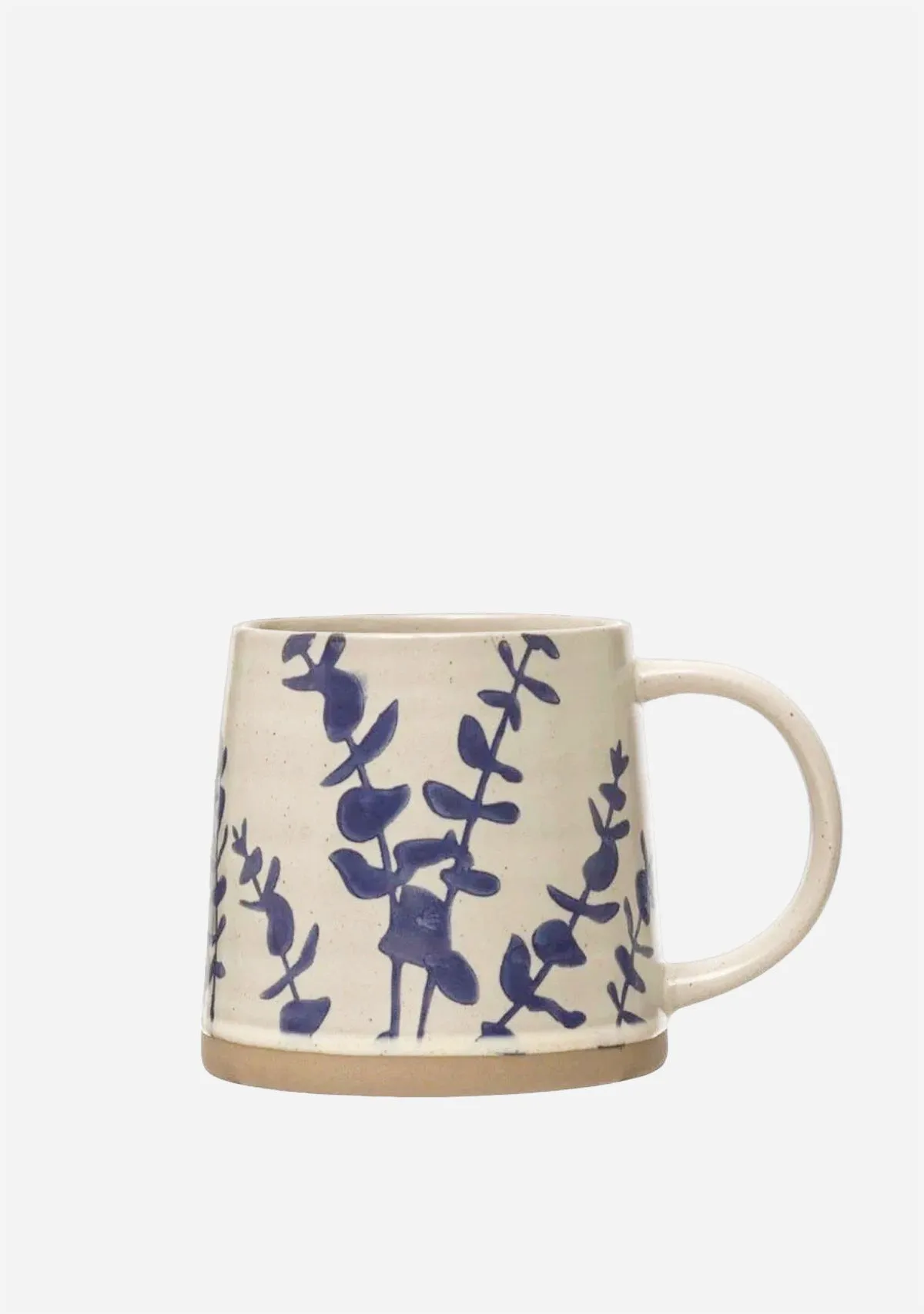 Hand Stamped Stoneware Mug w Botanicals