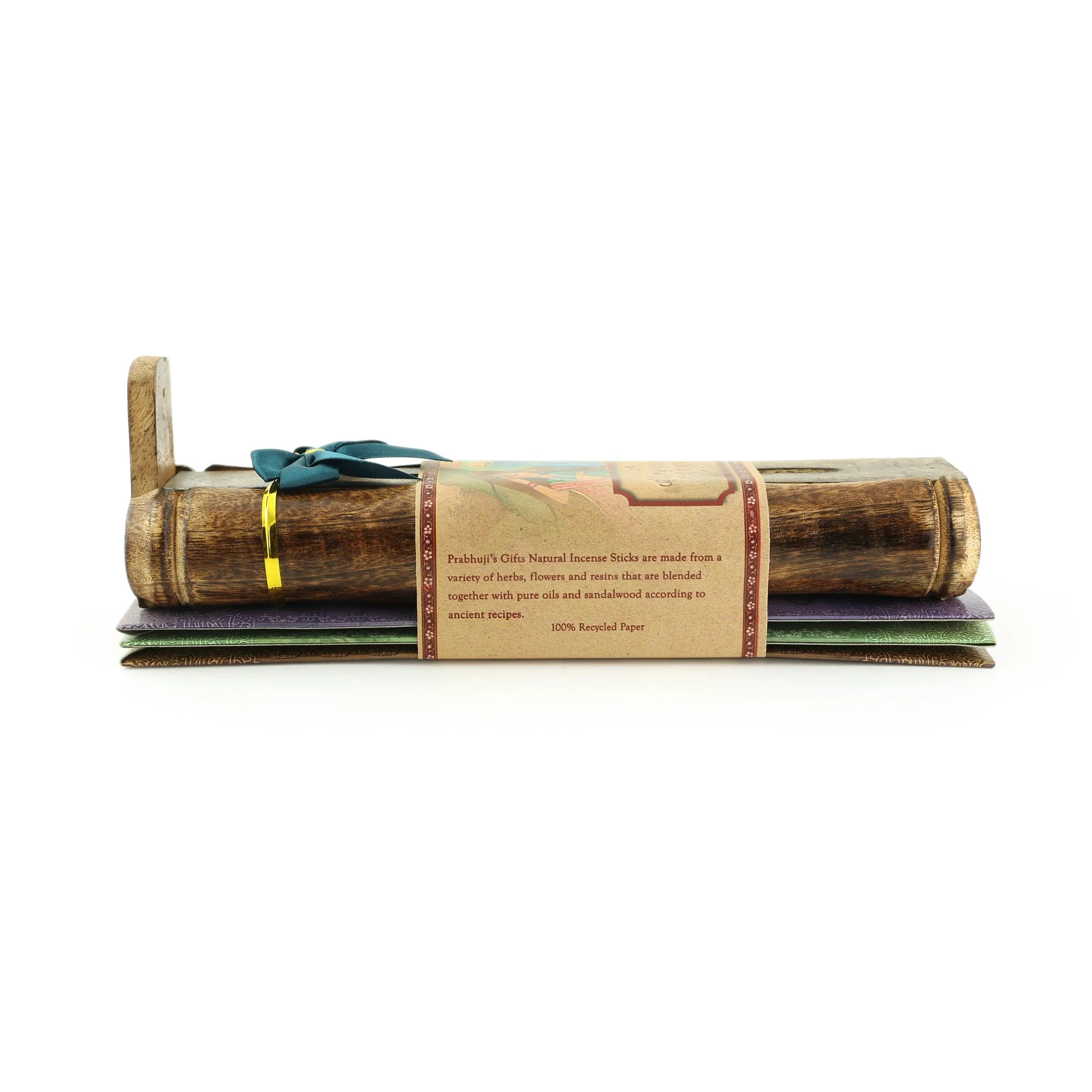 Incense Gift Set - Bamboo Burner   3 Harmony Incense Sticks Packs & Love Greeting - Rest in you