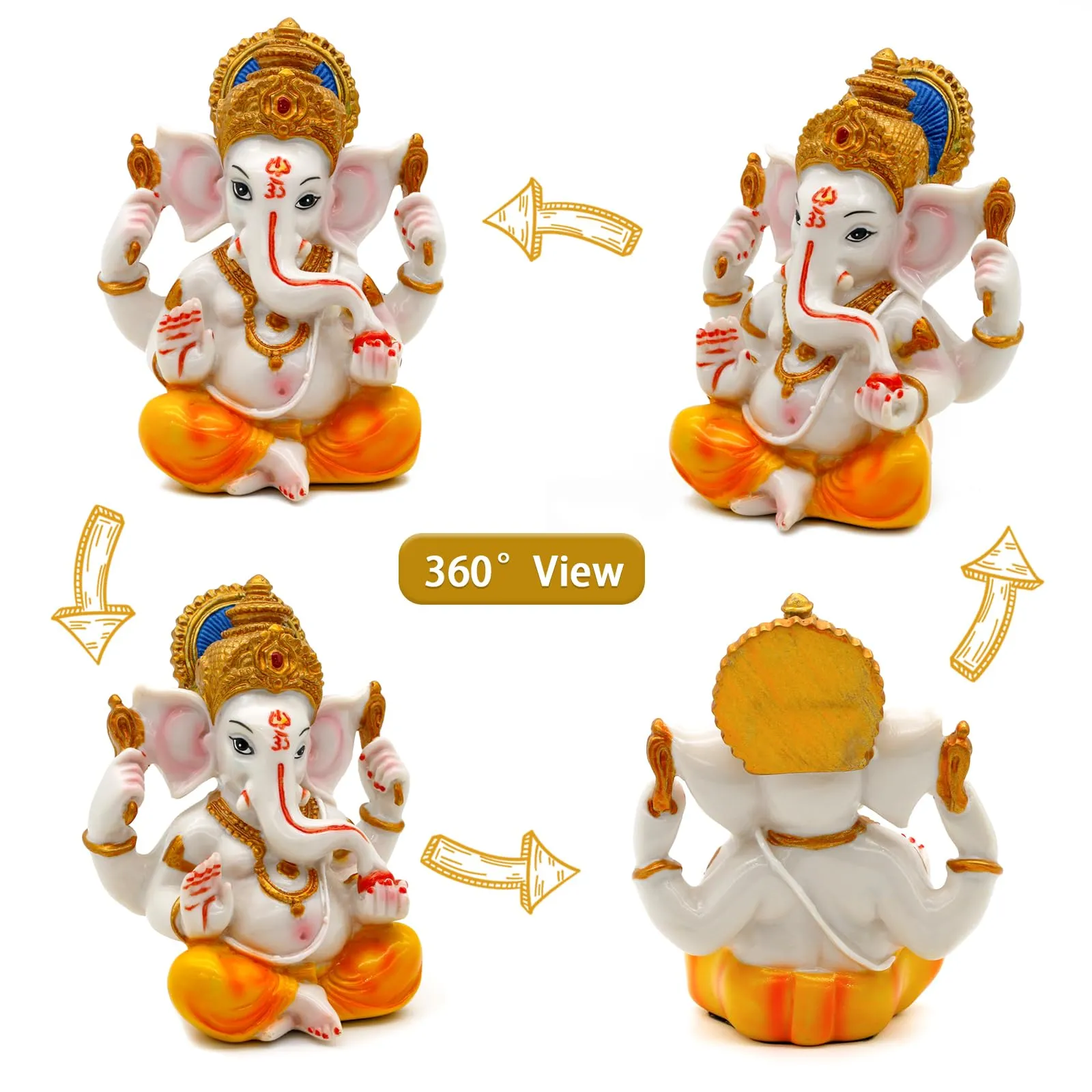 India Ganesh Statue Diwali Decor - Hindu Lord Ganesha Idol - Indian Meditation Temple Mandir Puja Items