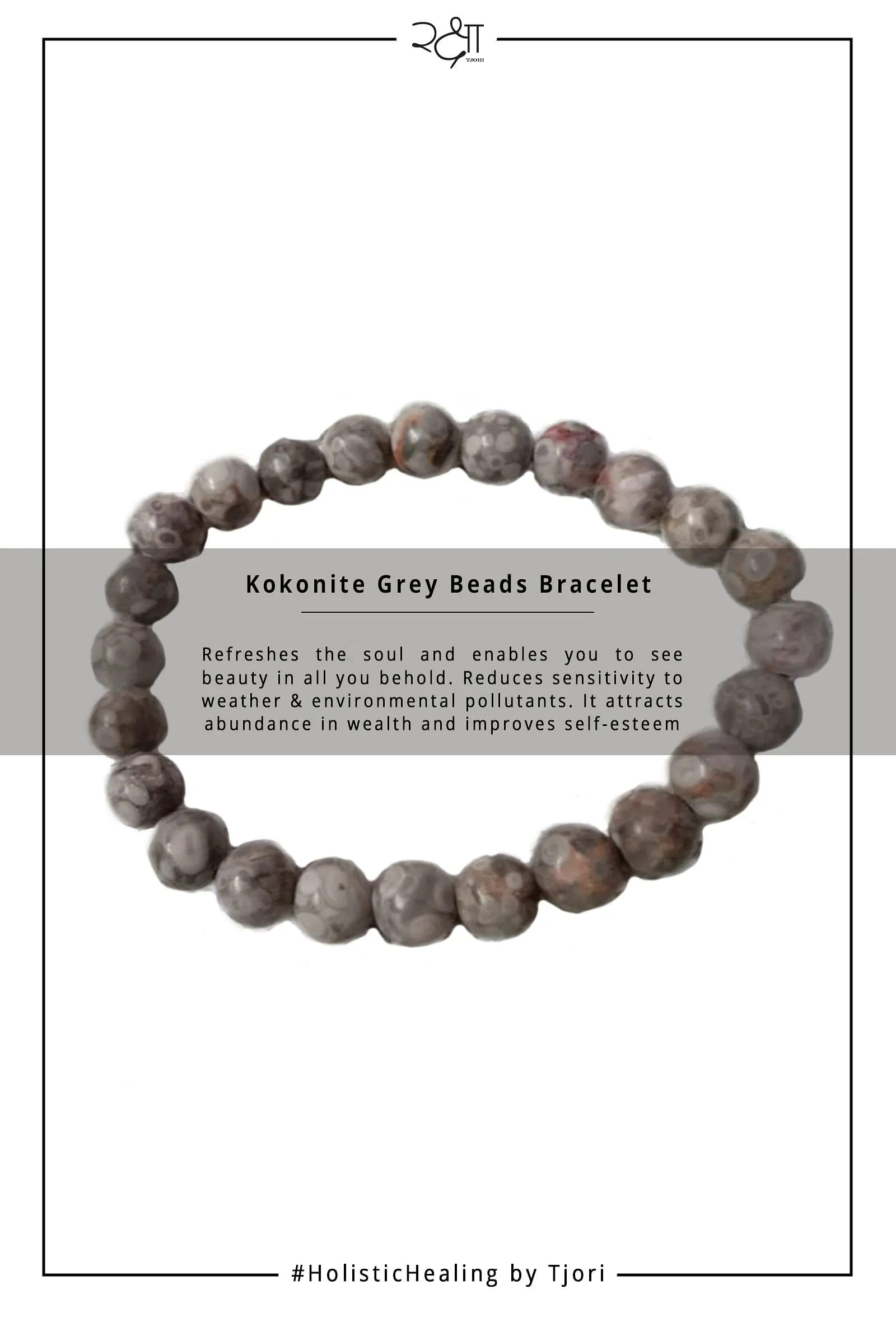 Kokonite Grey Beads Bracelet