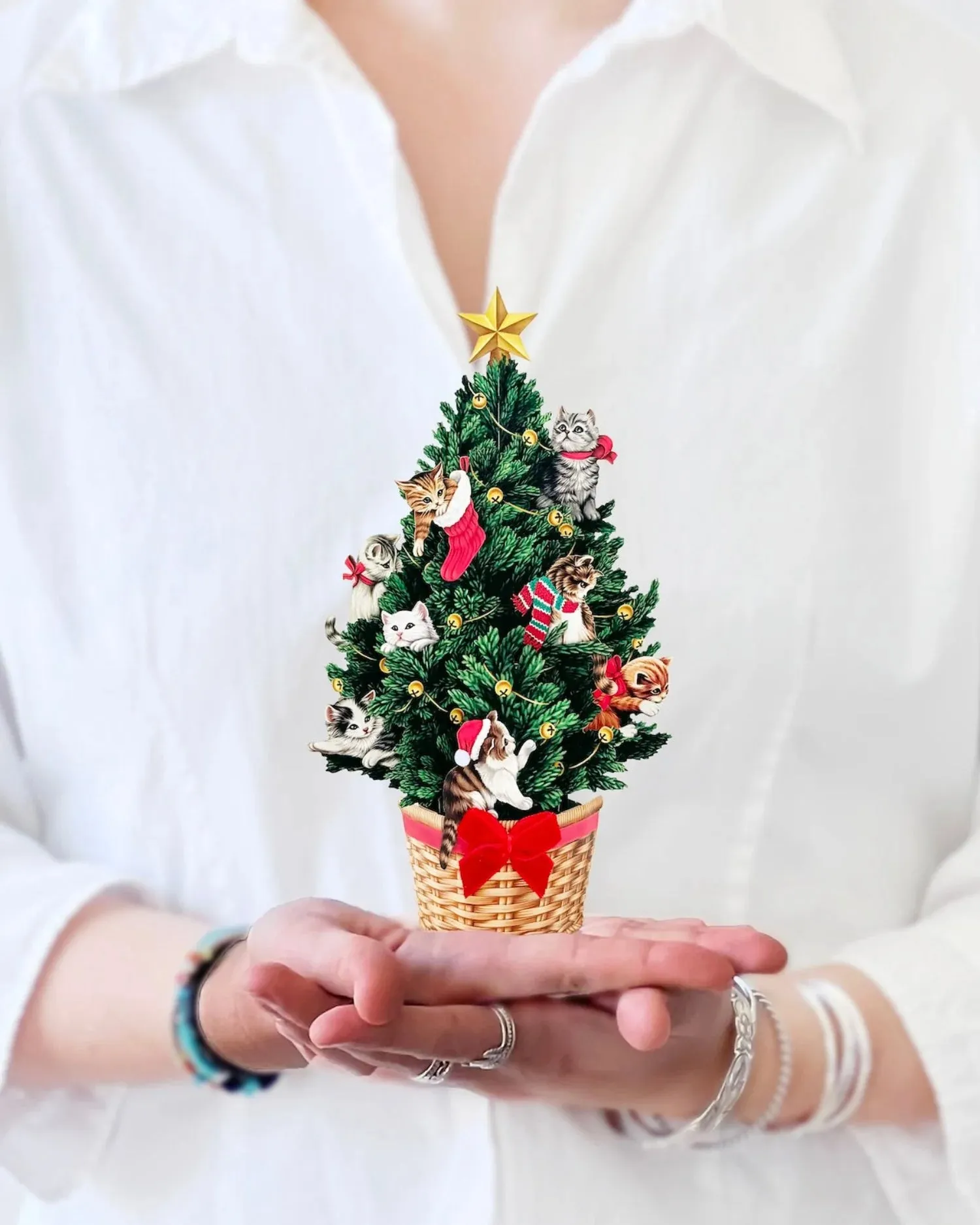 Mini Meowy Christmas Tree Pop-Up Card